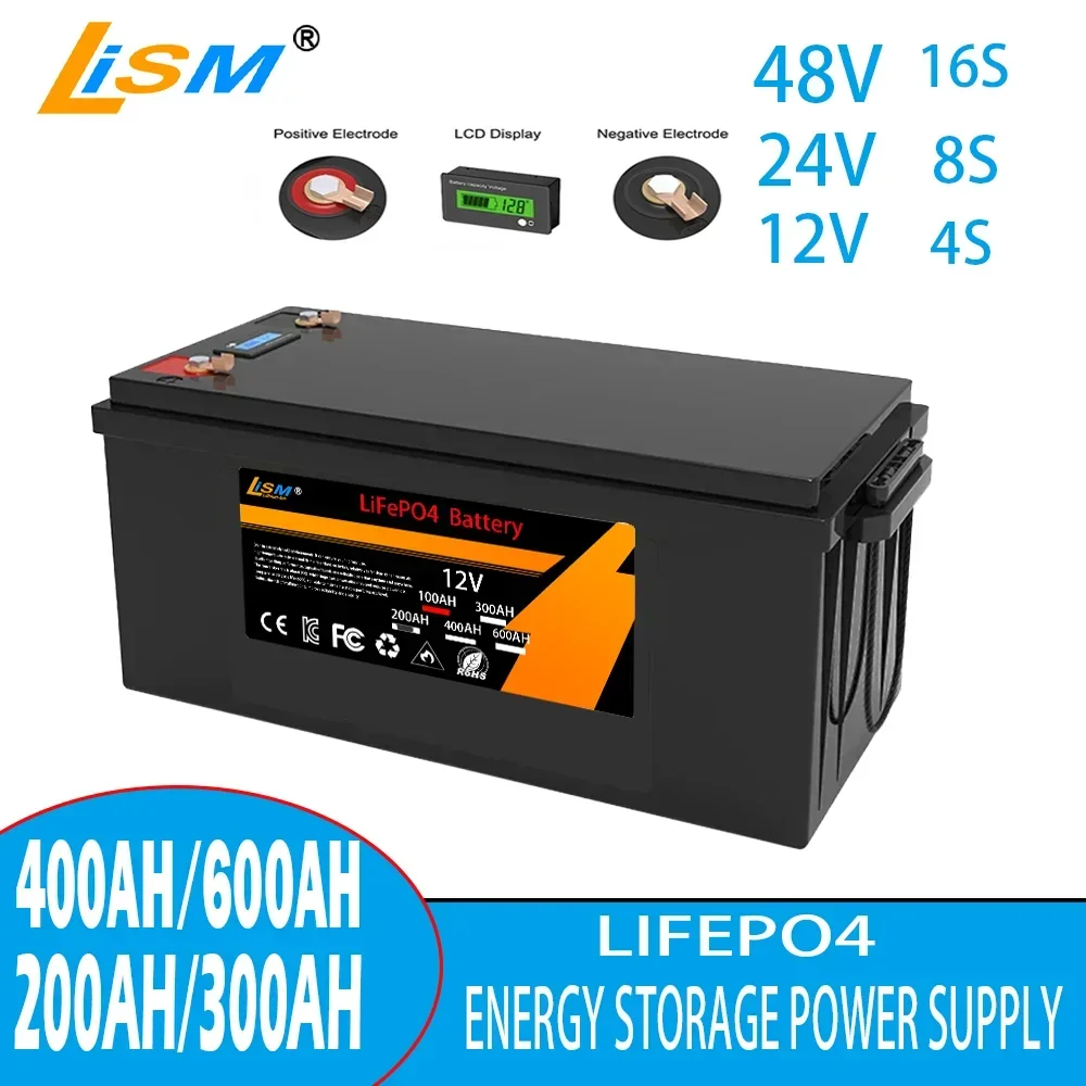 48V-24v-12v-600AH-400AH-200AH-100AH-LiFePO4-Battery-16s-8s-4s-Lithium-Iron-Phosphate-Solar-Energy