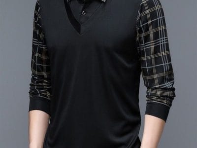 New Long Sleeve POLO Men's T-shirt Lapel Loose Stripe Bottom Fashion Casual Pullover Clothes Business Button Shirts