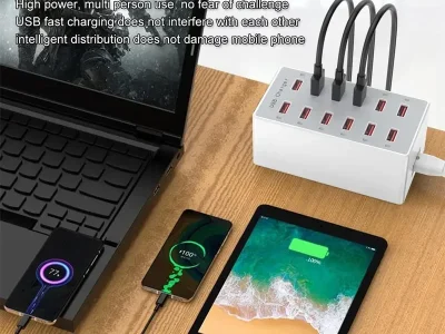 USB Charging Station 60W 12-Ports USB Wall Charger for Multiple Devices Charging Power USB Charger Hub Charging Block Desk