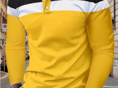 Men's long sleeve chest three stripes color matching fashion.