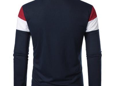 Men's long sleeve chest three stripes color matching fashion.