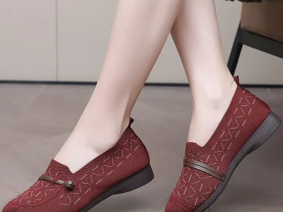 2025 Spring Summer New Women Loafers Flats Knitted Breathable Striped Casual women work shoes comfortable