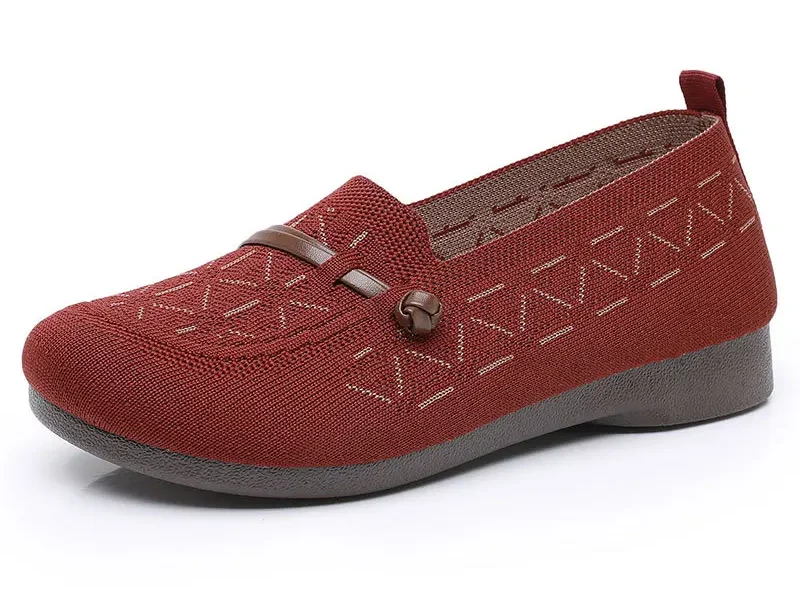 2025 Spring Summer New Women Loafers Flats Knitted Breathable Striped Casual women work shoes comfortable