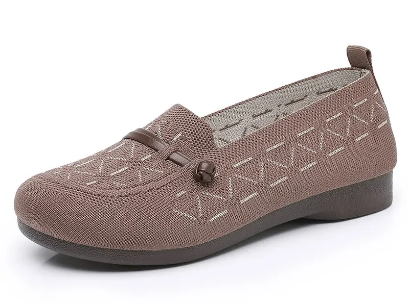 2025 Spring Summer New Women Loafers Flats Knitted Breathable Striped Casual women work shoes comfortable