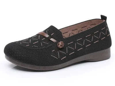 2025 Spring Summer New Women Loafers Flats Knitted Breathable Striped Casual women work shoes comfortable