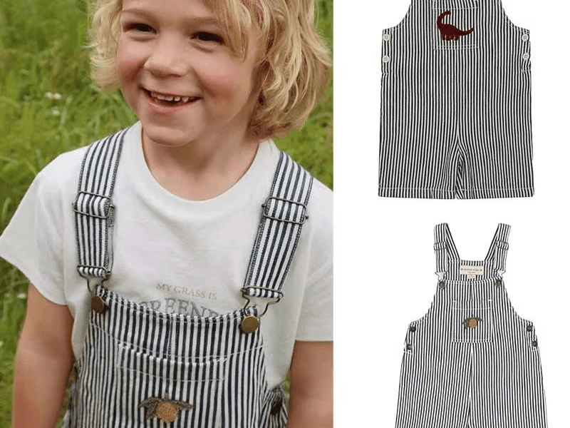 Boys and Girls Lemon dinosaur Striped Strap Shorts Baby Clothes