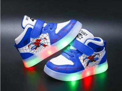 Disney Childrens Led Light Shoes Fashion Aoger Spiderman Boys Sneakers Girls Cartton Casual Shoes Breathable Kids Sport Shoes