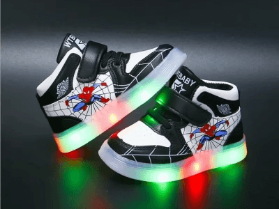 Disney Childrens Led Light Shoes Fashion Aoger Spiderman Boys Sneakers Girls Cartton Casual Shoes Breathable Kids Sport Shoes