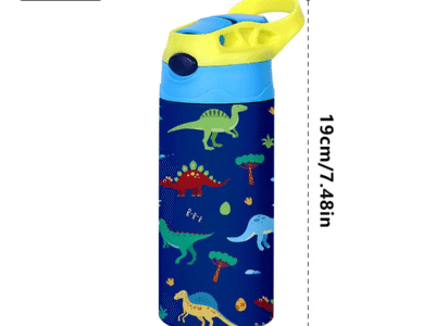 350ml Cartoon Pattern Vacuum Cup Kids Insulated Water Bottle Cute Animal Straw Thermos Mug Handheld Kettle for Outdoor School