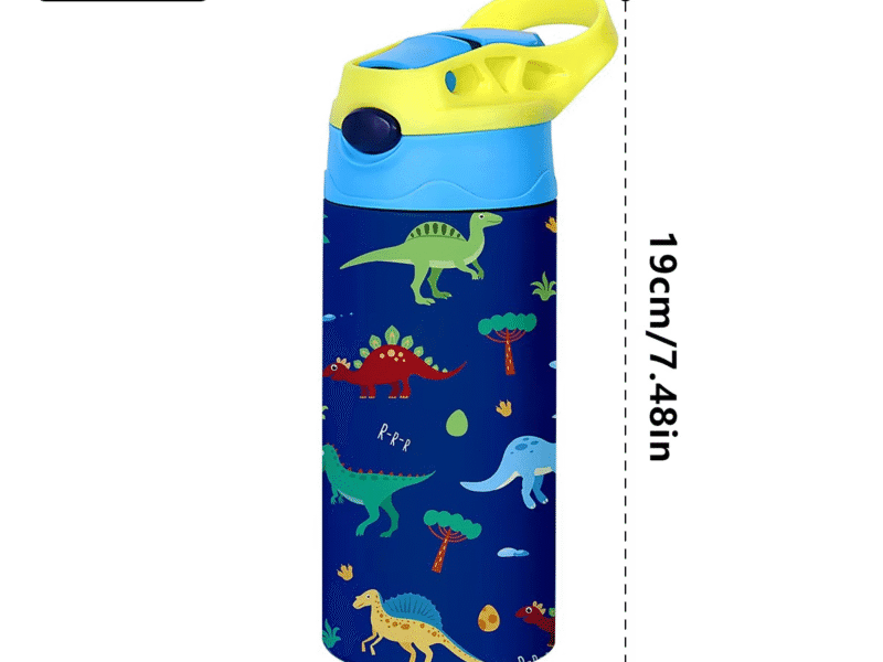 350ml Cartoon Pattern Vacuum Cup Kids Insulated Water Bottle Cute Animal Straw Thermos Mug Handheld Kettle for Outdoor School