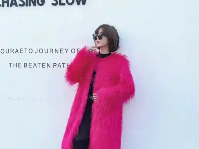 women fur coat Colorful Furry Pink lamb wool faux fur coat female Shaggy sheepskin coat winter artificial fur jacket