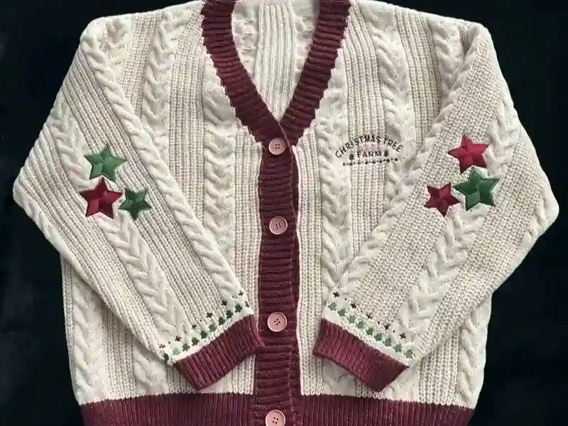 Christmas Tree Women Cardigan Autumn Winter Knitted Cardigans with Star Embroidery Holiday Sweater Folklore Tops Christmas Gift